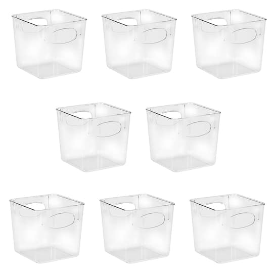 Sorbus 8 Pack Small Clear Storage Bins with Handles - for Kitchen, Cabinet Organizer, Pantry & Refrigerator - Clear